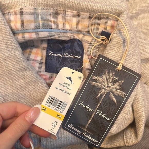 NWT Tommy Bahama Men’s Grey Heather Las Arias Polo Size M - Picture 5 of 6